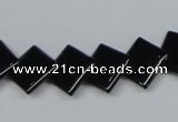 CAB984 15.5 inches 12*12mm rhombic black agate gemstone beads wholesale