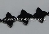 CAB990 15.5 inches 16*16mm flower black agate gemstone beads wholesale