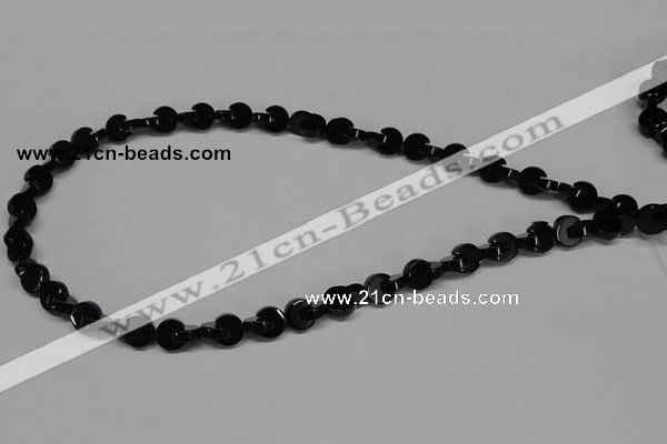 CAB992 15.5 inches 8*8mm curved moon black agate gemstone beads