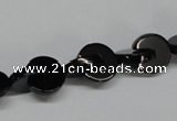 CAB993 15.5 inches 10*10mm curved moon black agate gemstone beads