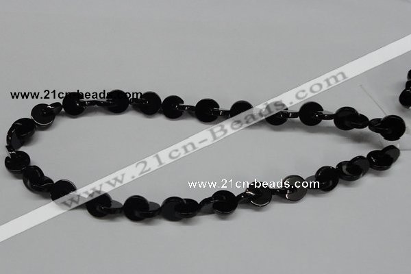 CAB994 15.5 inches 12*12mm curved moon black agate gemstone beads
