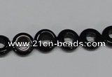 CAB995 15.5 inches 10mm donut black agate gemstone beads wholesale