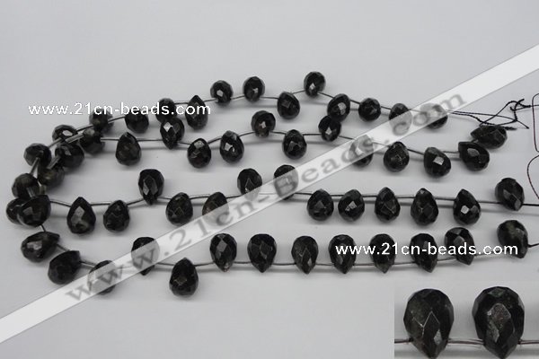 CAE43 Top-drilled 10*14mm faceted teardrop astrophyllite beads