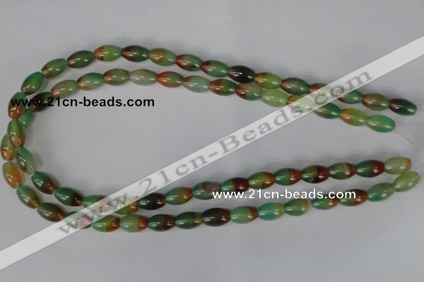 CAG1007 15.5 inches 8*12mm rice rainbow agate beads wholesale