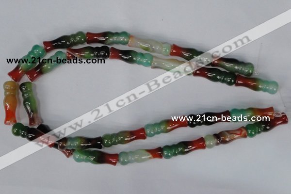 CAG1018 15.5 inches 10*30mm bone rainbow agate beads