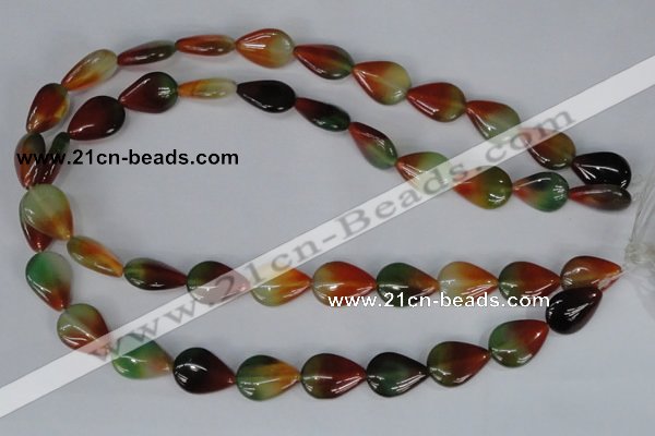 CAG1029 15.5 inches 13*18mm flat teardrop rainbow agate beads