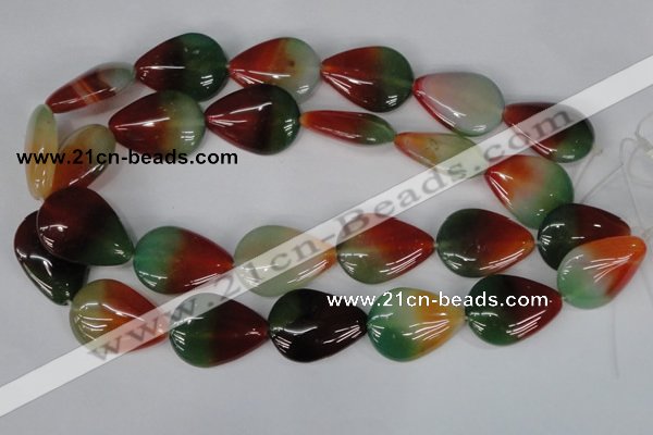 CAG1030 15.5 inches 22*30mm flat teardrop rainbow agate beads