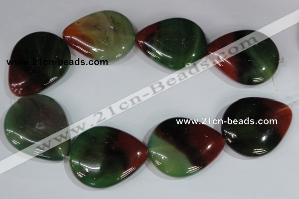 CAG1031 15.5 inches 40*50mm flat teardrop rainbow agate beads