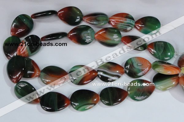 CAG1034 15.5 inches 22*30mm flat teardrop rainbow agate beads