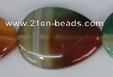 CAG1035 15.5 inches 30*40mm flat teardrop rainbow agate beads