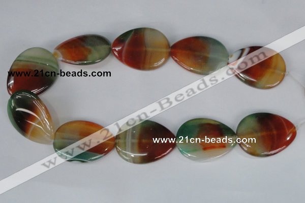 CAG1035 15.5 inches 30*40mm flat teardrop rainbow agate beads