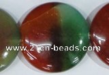 CAG1041 15.5 inches 40mm flat round rainbow agate beads