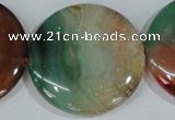 CAG1045 15.5 inches 40mm flat round rainbow agate beads