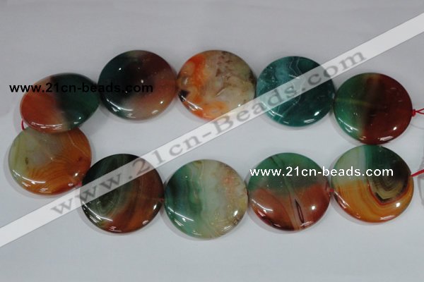 CAG1045 15.5 inches 40mm flat round rainbow agate beads