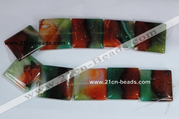 CAG1050 15.5 inches 40*40mm square rainbow agate beads