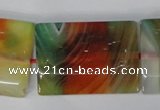 CAG1057 15.5 inches 25*35mm flat tube rainbow agate beads