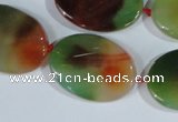 CAG1064 15.5 inches 22*30mm twisted oval rainbow agate beads