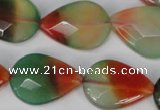 CAG1070 15.5 inches 18*25mm faceted flat teardrop rainbow agate beads