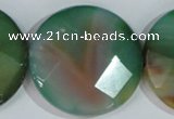 CAG1088 15.5 inches 40mm faceted coin rainbow agate beads
