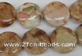 CAG1090 15.5 inches 18mm flat round Morocco agate beads wholesale