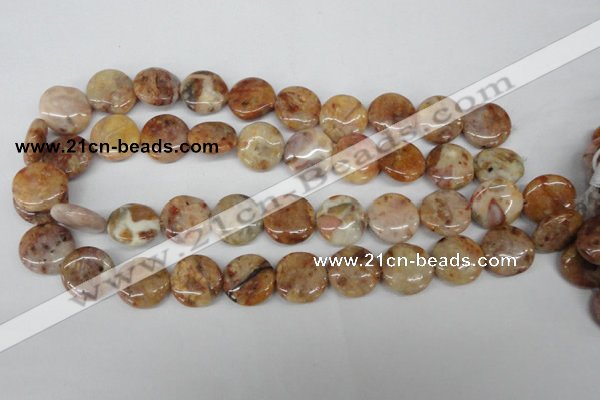 CAG1090 15.5 inches 18mm flat round Morocco agate beads wholesale