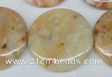 CAG1092 15.5 inches 30mm flat round Morocco agate beads wholesale