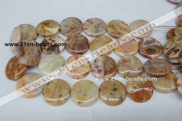 CAG1092 15.5 inches 30mm flat round Morocco agate beads wholesale