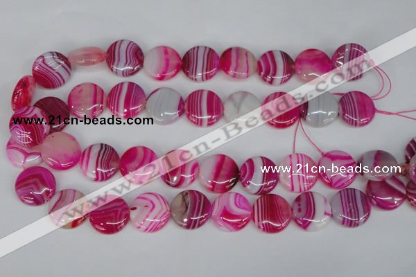 CAG1171 15.5 inches 20mm flat round line agate gemstone beads