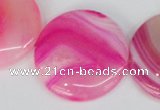 CAG1172 15.5 inches 30mm flat round line agate gemstone beads