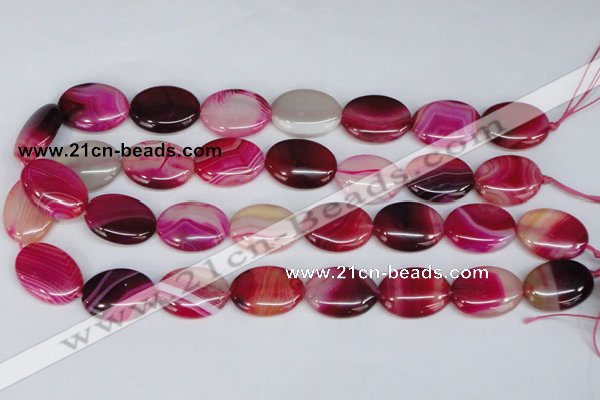 CAG1177 15.5 inches 18*25mm oval line agate gemstone beads