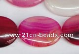 CAG1178 15.5 inches 22*30mm oval line agate gemstone beads