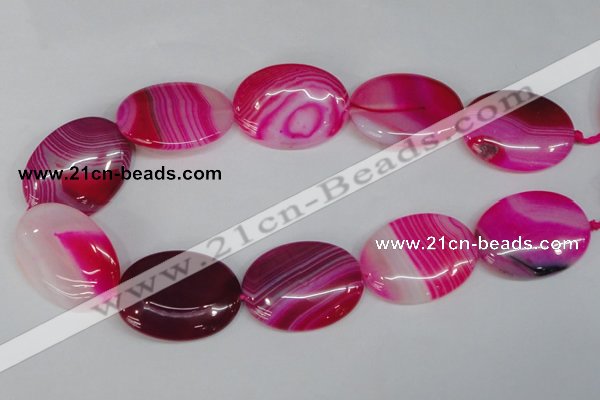 CAG1179 15.5 inches 30*40mm oval line agate gemstone beads