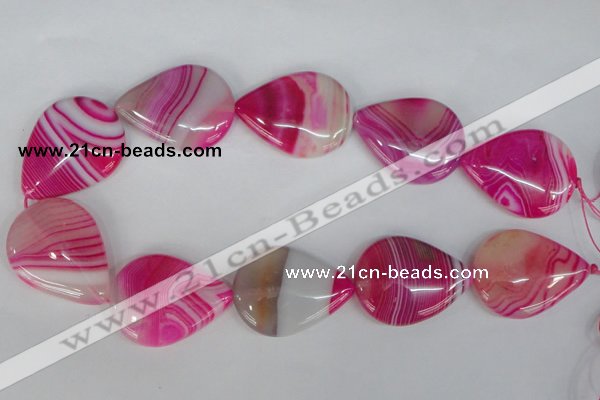 CAG1180 15.5 inches 30*40mm flat teardrop line agate gemstone beads