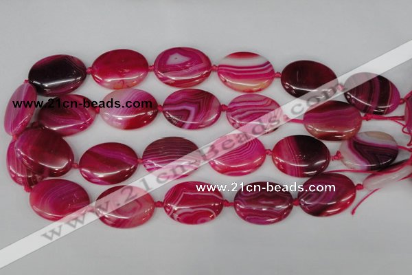 CAG1187 15.5 inches 22*30mm oval line agate gemstone beads