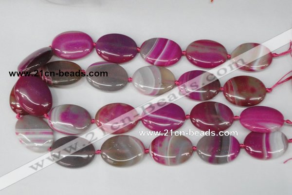 CAG1188 15.5 inches 22*30mm oval line agate gemstone beads