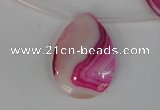 CAG1189 Top-drilled 22*30mm flat teardrop line agate gemstone beads