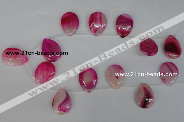 CAG1189 Top-drilled 22*30mm flat teardrop line agate gemstone beads