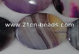 CAG1192 15.5 inches 25*35mm faceted oval line agate gemstone beads