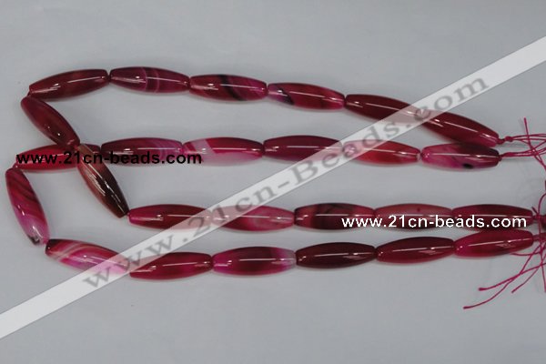 CAG1195 15.5 inches 10*30mm rice line agate gemstone beads