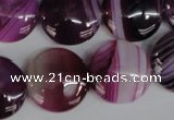 CAG1200 15.5 inches 20mm flat round line agate gemstone beads