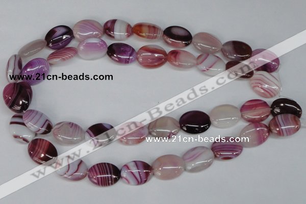 CAG1201 15.5 inches 15*20mm oval line agate gemstone beads