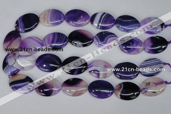 CAG1210 15.5 inches 20*30mm oval line agate gemstone beads