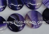 CAG1220 15.5 inches 20mm flat round line agate gemstone beads