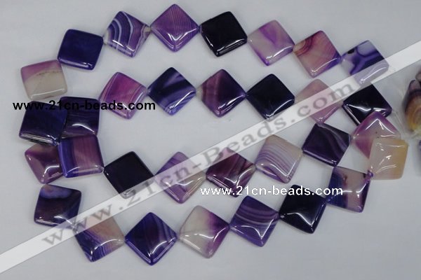 CAG1225 15.5 inches 20*20mm diamond line agate gemstone beads