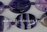 CAG1234 15.5 inches 18*25mm oval line agate gemstone beads