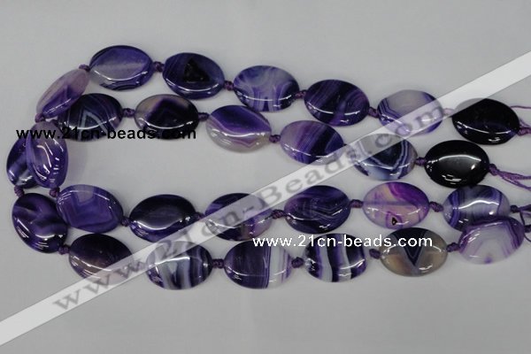 CAG1234 15.5 inches 18*25mm oval line agate gemstone beads