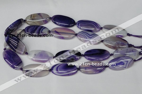 CAG1236 15.5 inches 20*40mm oval line agate gemstone beads