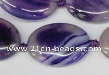 CAG1237 15.5 inches 22*30mm oval line agate gemstone beads