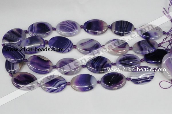 CAG1237 15.5 inches 22*30mm oval line agate gemstone beads