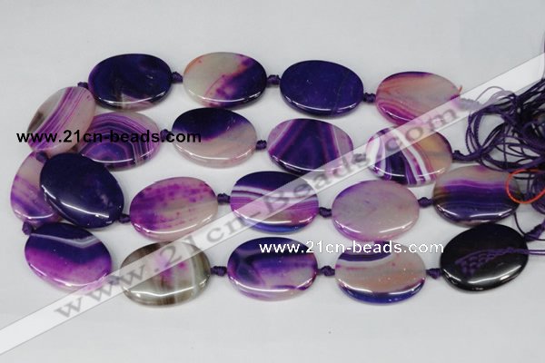 CAG1238 15.5 inches 25*35mm oval line agate gemstone beads